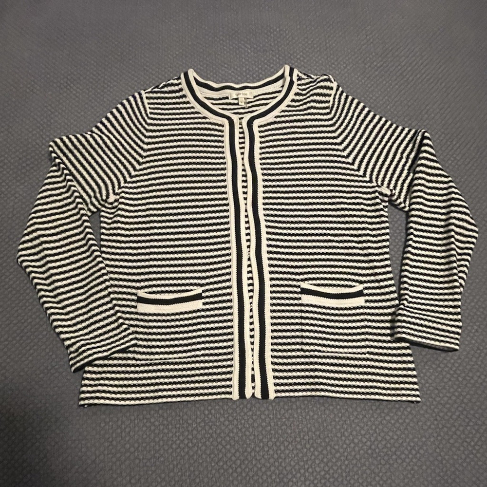 Tyler Boe Cardigan Sweater Womens Black And White Knit Large
